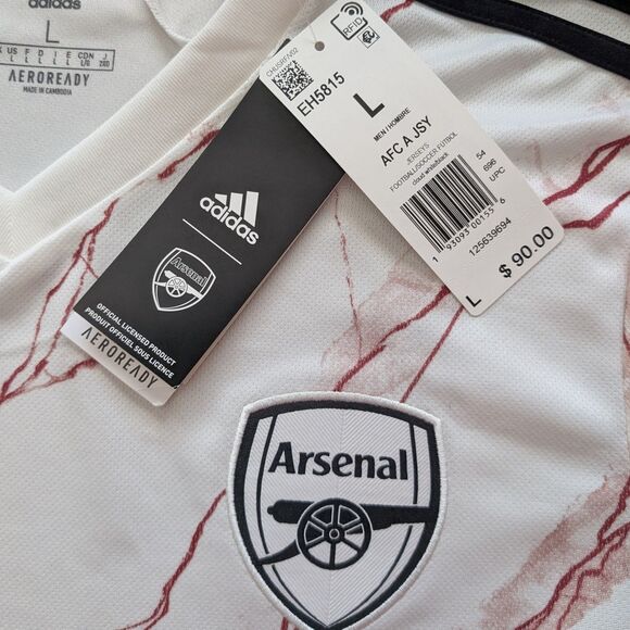 New Adidas Arsenal Away Football Shirt 2020-21 Soccer Jersey White Men's Large - Picture 5 of 10